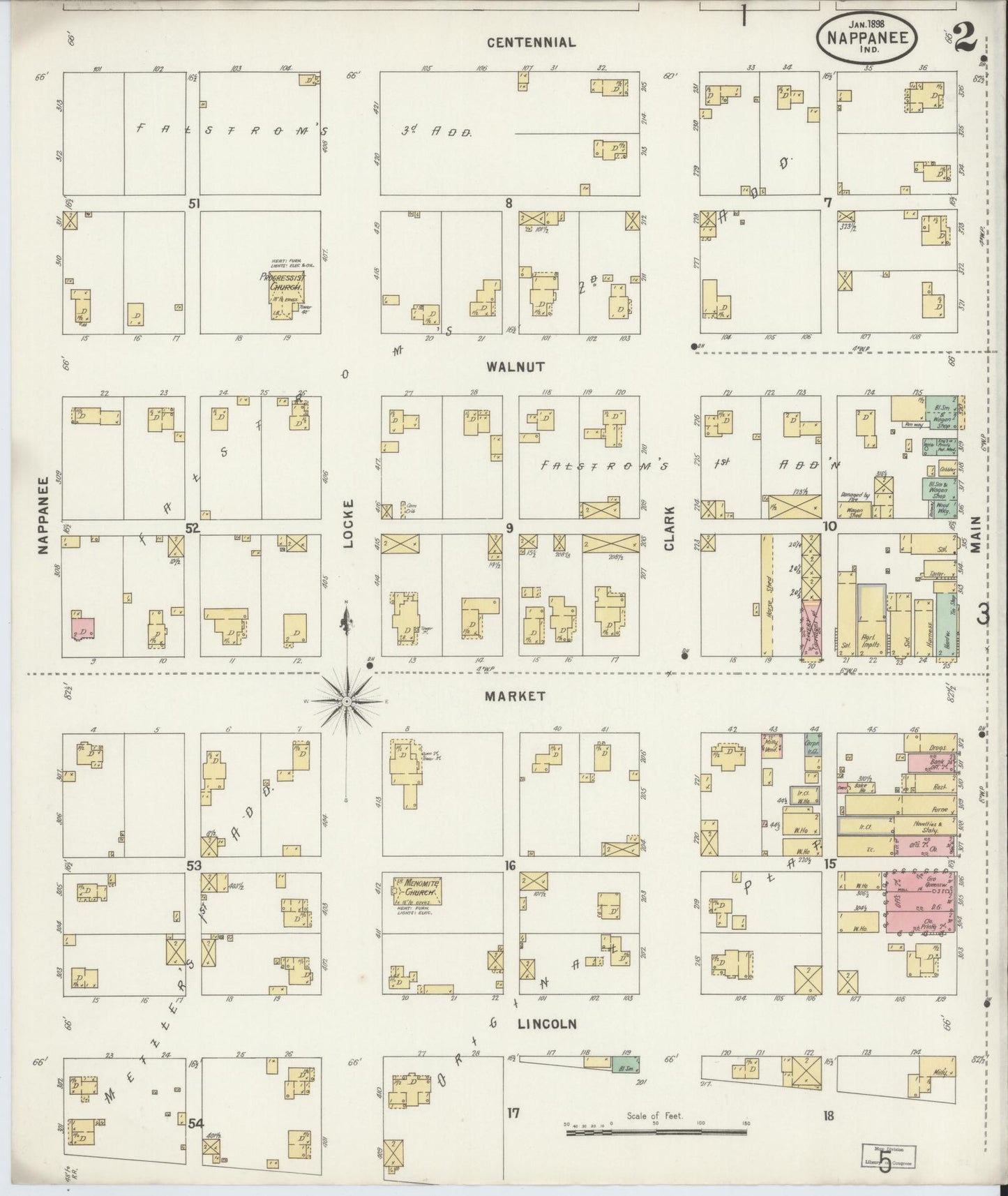 Sanborn Fire Insurance Map from Nappanee, Elkhart County, Indiana (1898), Sheet #0002 - Complete Map Set gallery image, historic Sanborn map, vintage wall art, Indiana Indiana