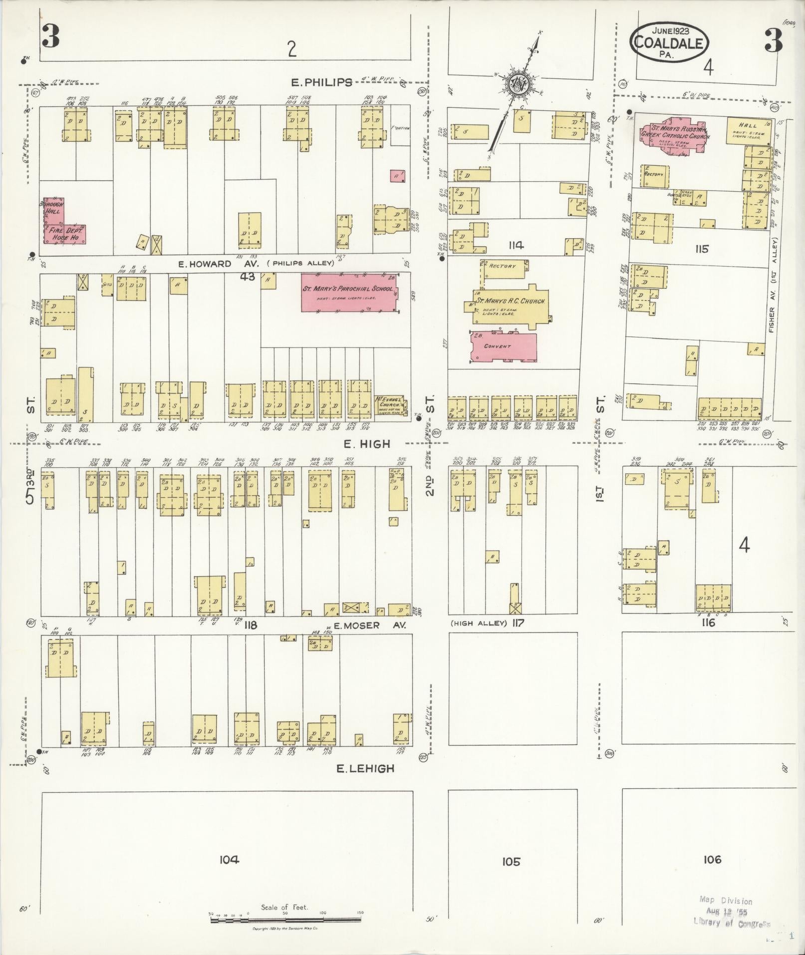 Sanborn Fire Insurance Map from Coaldale, Schuylkill County, Pennsylvania (1923), Sheet #0003 - Historic Sanborn Fire Insurance Map Print, vintage old map wall art, antique decor, genealogy gift, Pennsylvania Pennsylvania map