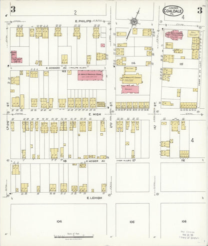 Sanborn Fire Insurance Map from Coaldale, Schuylkill County, Pennsylvania (1923), Sheet #0003 - Historic Sanborn Fire Insurance Map Print, vintage old map wall art, antique decor, genealogy gift, Pennsylvania Pennsylvania map