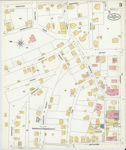 Sanborn Fire Insurance Map from Fairmont, Marion County, West Virginia (1906), Sheet #0003 - Complete Map Set gallery image, historic Sanborn map, vintage wall art, West Virginia West Virginia