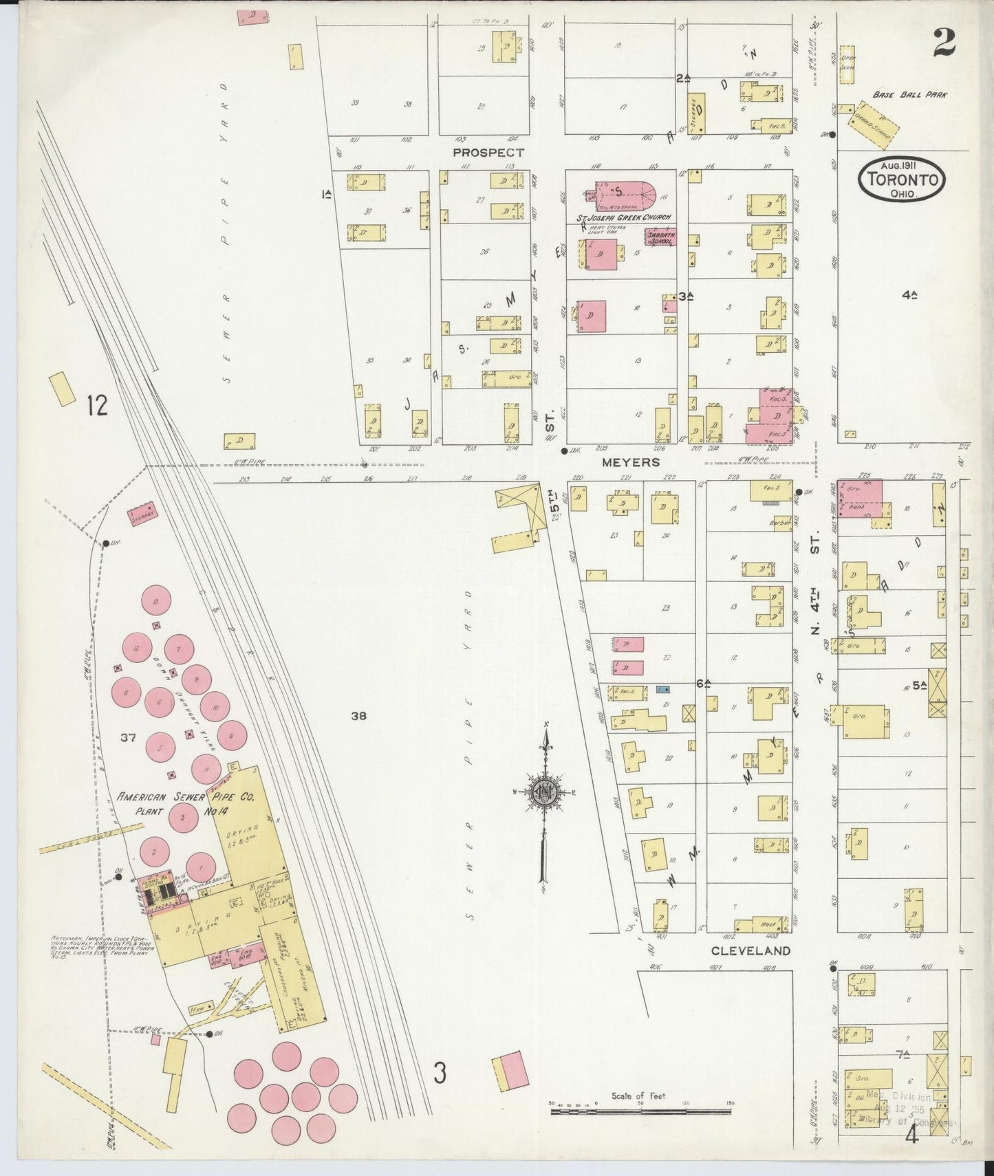 Sanborn Fire Insurance Map from Toronto, Jefferson County, Ohio (1911), Sheet #0002 - Complete Map Set gallery image, historic Sanborn map, vintage wall art, Ohio Ohio