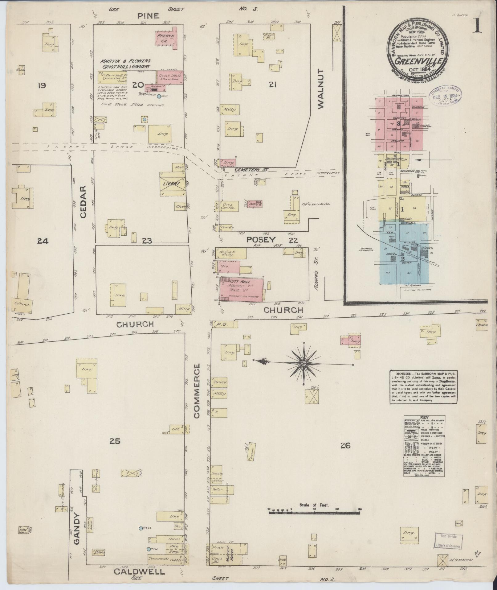 Sanborn Fire Insurance Map from Greenville, Butler County, Alabama. (1884) – Historic Sanborn Fire Insurance Map Print