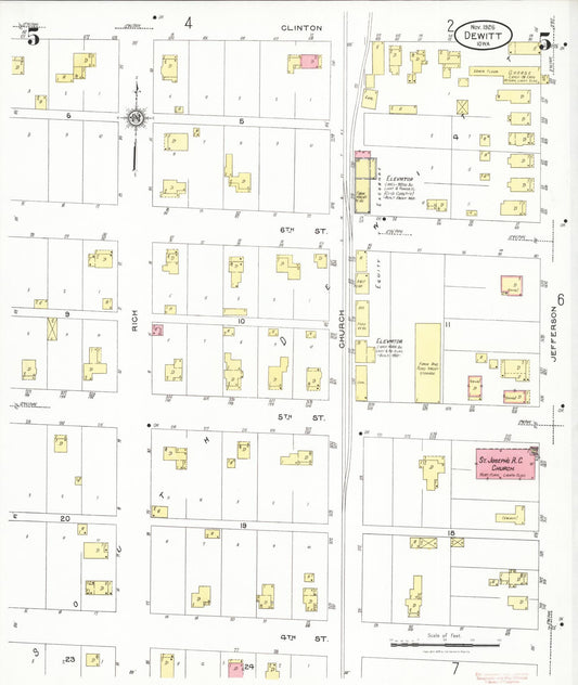 Sanborn Fire Insurance Map from De Witt, Clinton County, Iowa (1926), Sheet #0005 - Historic Sanborn Fire Insurance Map Print, vintage old map wall art