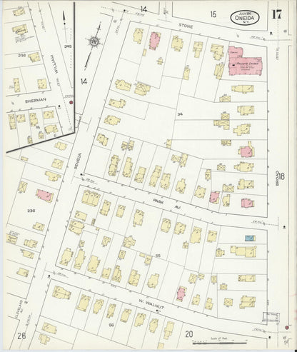 Sanborn Fire Insurance Map from Oneida, Madison County, New York (1914), Sheet #0017 - Complete Map Set gallery image, historic Sanborn map, vintage wall art, New York New York