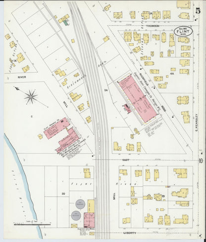 Sanborn Fire Insurance Map from Flint, Genesee County, Michigan (1902), Sheet #0005 - Complete Map Set gallery image, historic Sanborn map, vintage wall art, Michigan Michigan