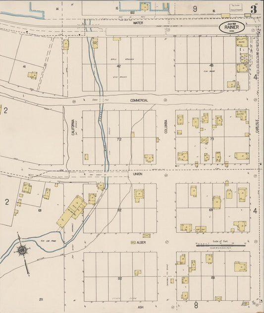 Sanborn Fire Insurance Map from Rainier, Columbia County, Oregon (1921), Sheet #0003 - Historic Sanborn Fire Insurance Map Print, vintage old map wall art, antique decor, genealogy gift, Oregon Oregon map