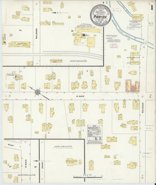 Sanborn Fire Insurance Map from Parish, Oswego County, New York (1911), Sheet #0001 - Complete Map Set gallery image, historic Sanborn map, vintage wall art, New York New York