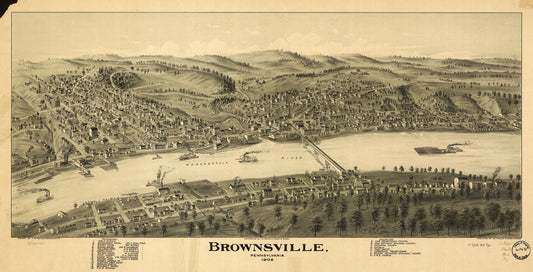 Brownsville, Pennsylvania 1902. (1902) – Historic Bird’s-Eye View Panorama Print