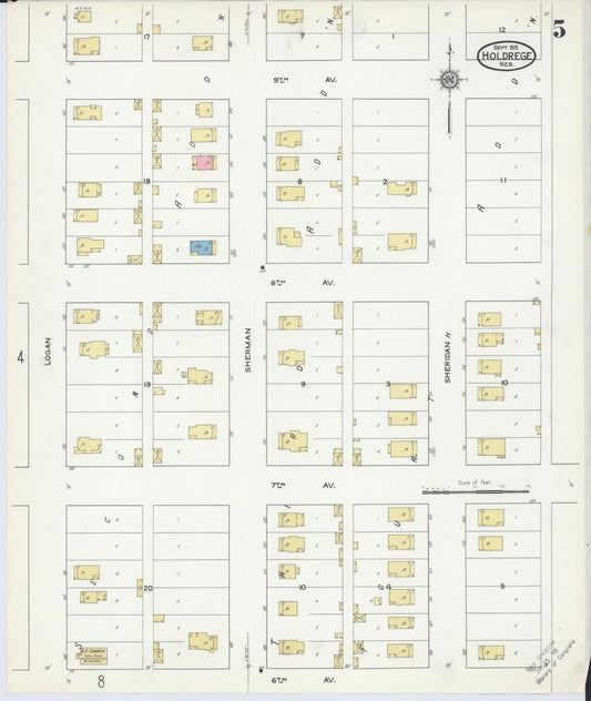 Sanborn Fire Insurance Map from Holdrege, Phelps County, Nebraska (1915), Sheet #0005 - Historic Sanborn Fire Insurance Map Print, vintage old map wall art, antique decor, genealogy gift, Nebraska Nebraska map