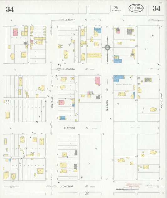 Sanborn Fire Insurance Map from Trinidad, Las Animas County, Colorado (1930), Sheet #0034 - Historic Sanborn Fire Insurance Map Print, vintage old map wall art, antique decor, genealogy gift, Colorado Colorado map