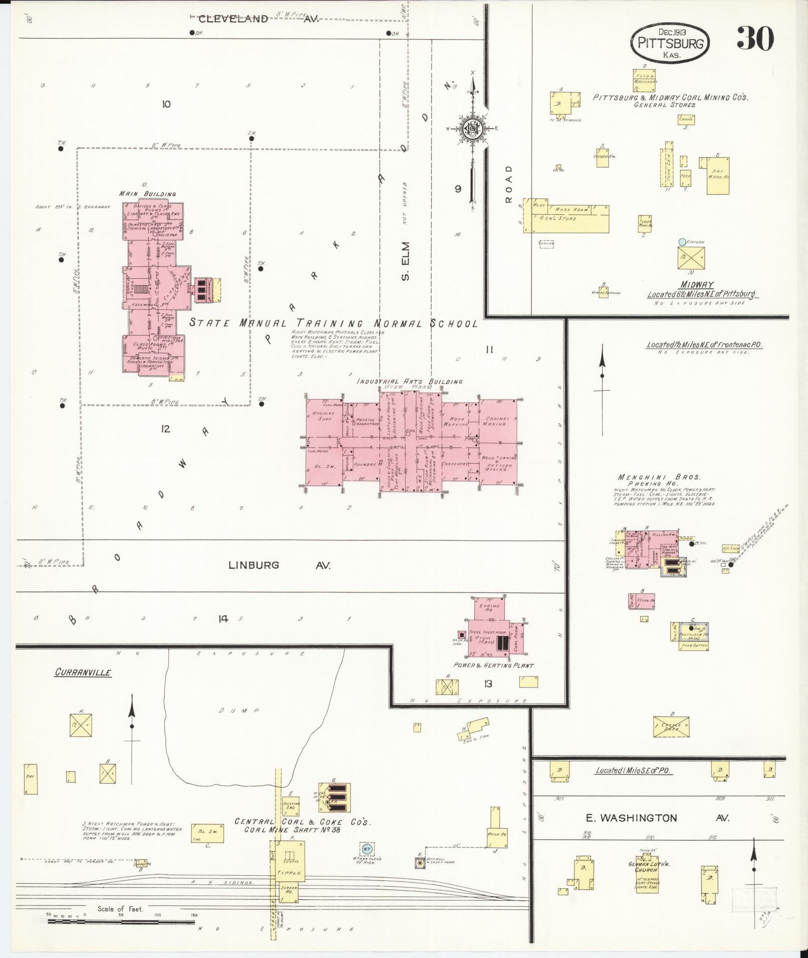 Sanborn Fire Insurance Map from Pittsburg, Crawford County, Kansas (1913), Sheet #0030 - Complete Map Set gallery image, historic Sanborn map, vintage wall art, Kansas Kansas