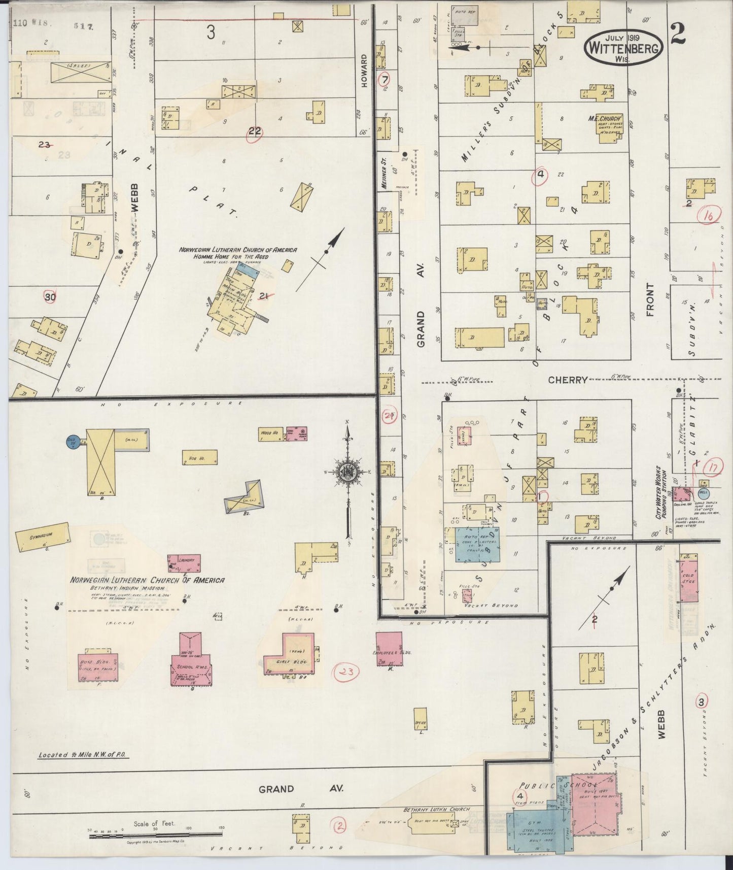 Sanborn Fire Insurance Map from Wittenberg, Shawano County, Wisconsin (1939), Sheet #0002 - Complete Map Set gallery image, historic Sanborn map, vintage wall art, Wisconsin Wisconsin