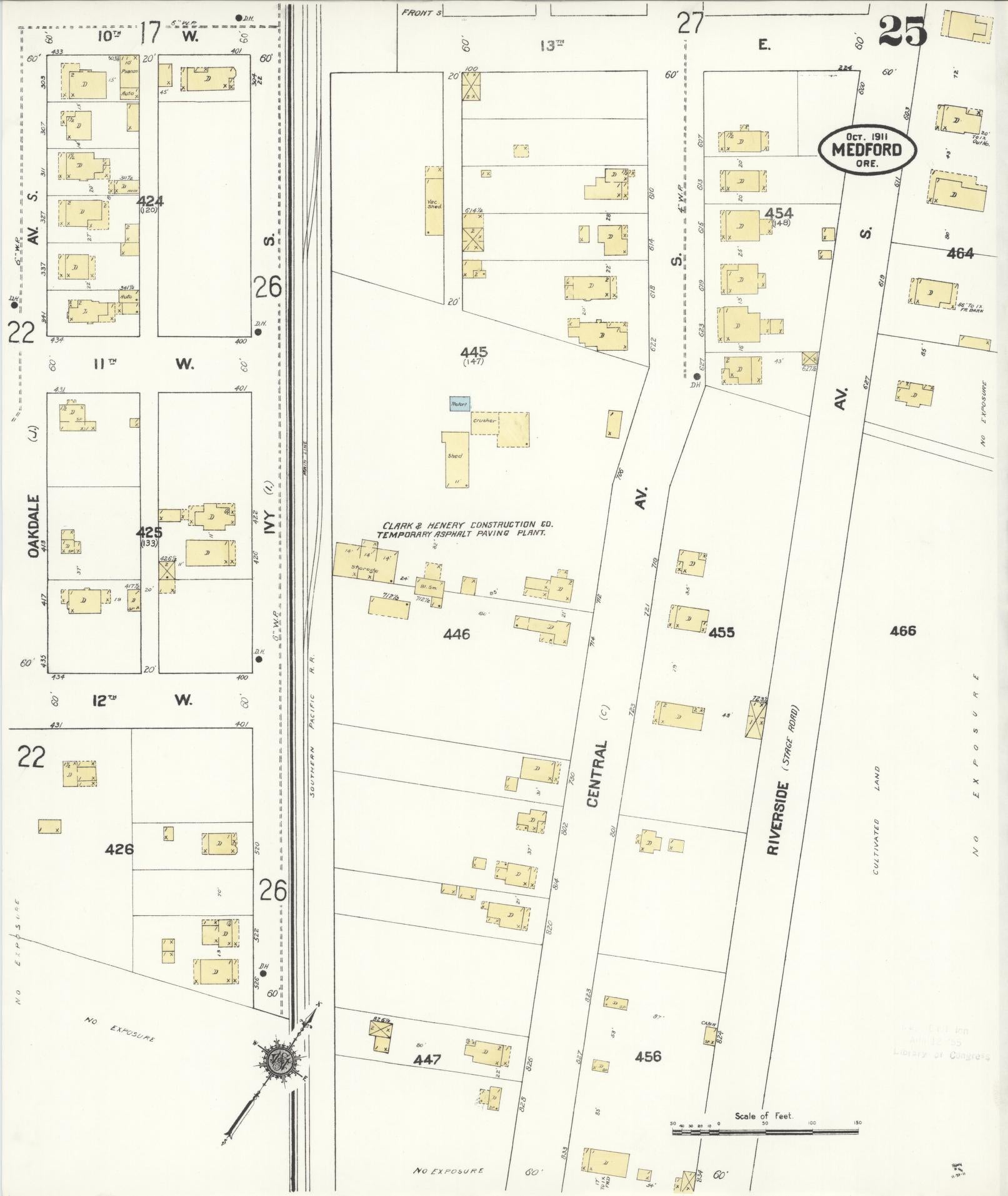 Sanborn Fire Insurance Map from Medford, Jackson County, Oregon (1911), Sheet #0025 - Complete Map Set gallery image, historic Sanborn map, vintage wall art, Oregon Oregon