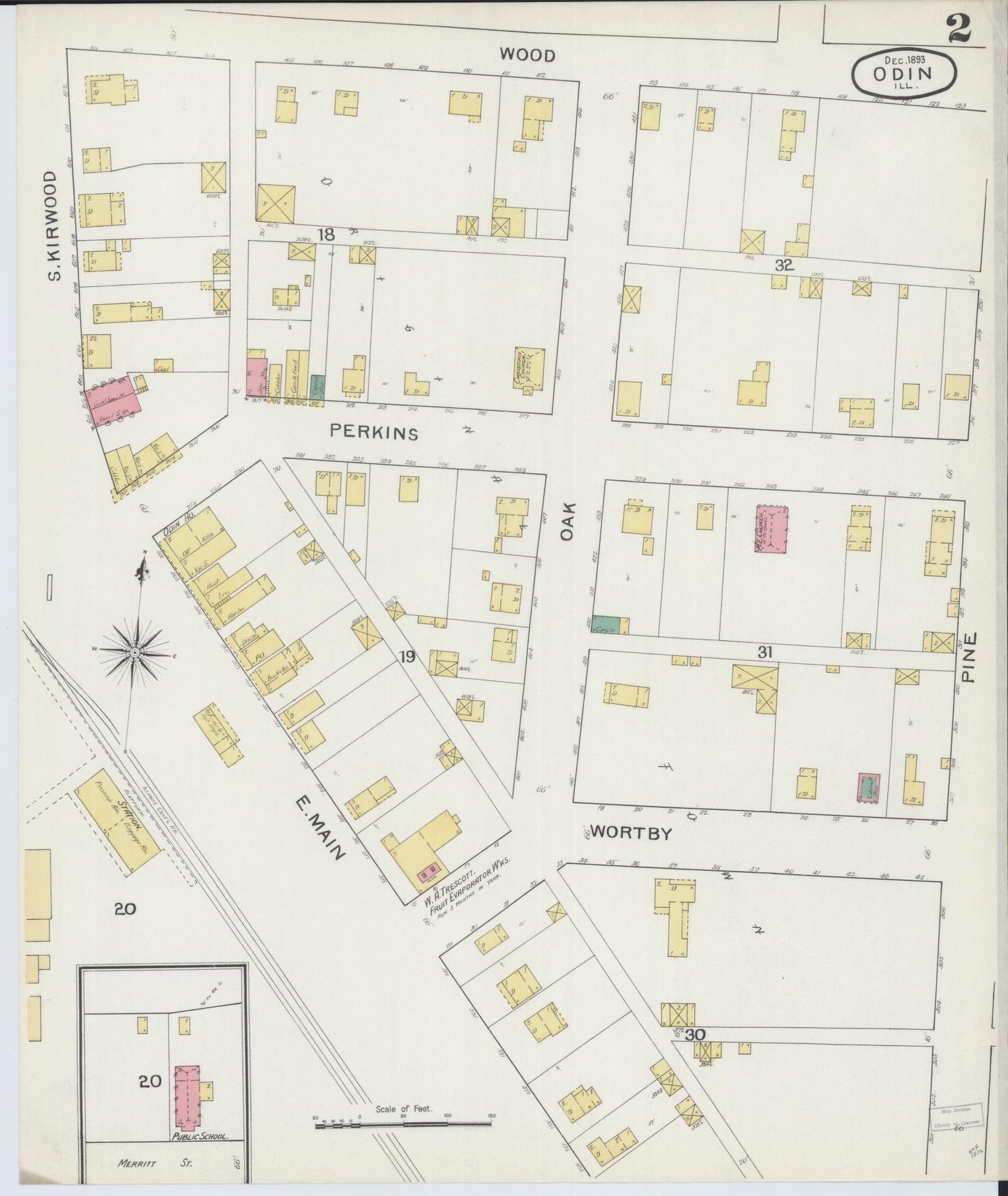 Sanborn Fire Insurance Map from Odin, Marion County, Illinois (1893), Sheet #0002 - Complete Map Set gallery image, historic Sanborn map, vintage wall art, Illinois Illinois