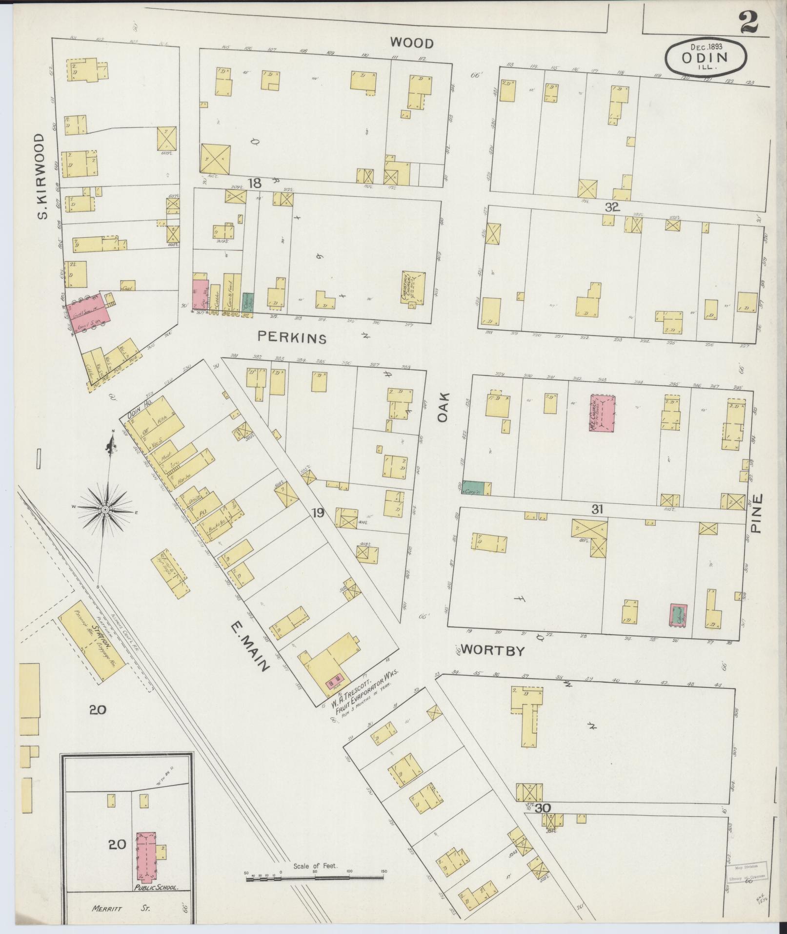 Sanborn Fire Insurance Map from Odin, Marion County, Illinois (1893), Sheet #0002 - Complete Map Set gallery image, historic Sanborn map, vintage wall art, Illinois Illinois