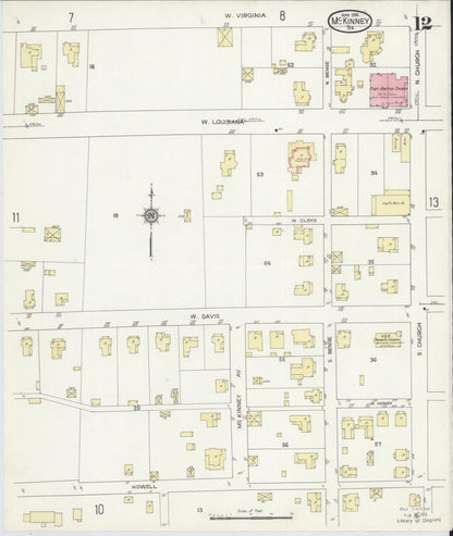 Sanborn Fire Insurance Map from McKinney, Collin County, Texas (1914), Sheet #0012 - Complete Map Set gallery image, historic Sanborn map, vintage wall art, Texas Texas