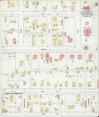 Sanborn Fire Insurance Map from Shelbyville, Shelby County, Illinois (1898), Sheet #0002 - Complete Map Set gallery image, historic Sanborn map, vintage wall art, Illinois Illinois