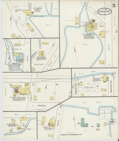 Sanborn Fire Insurance Map from Middleport, Niagara County, New York (1894), Sheet #0005 - Complete Map Set gallery image, historic Sanborn map, vintage wall art, New York New York