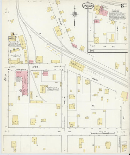 Sanborn Fire Insurance Map from Jackson, Butts County, Georgia (1913), Sheet #0008 - Complete Map Set gallery image, historic Sanborn map, vintage wall art, Georgia Georgia