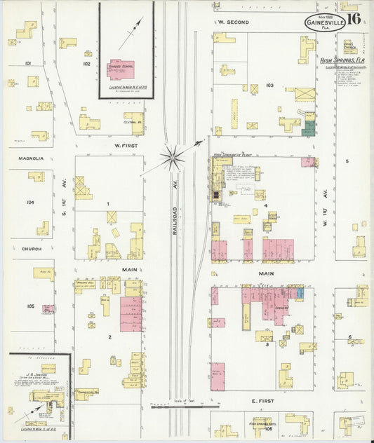 Sanborn Fire Insurance Map from Gainesville, Alachua County, Florida (1909), Sheet #0016 - Historic Sanborn Fire Insurance Map Print, vintage old map wall art, antique decor, genealogy gift, Florida Florida map