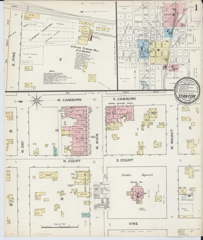 Sanborn Fire Insurance Map from Stanton, Montcalm County, Michigan (1887), Sheet #0001 - Historic Sanborn Fire Insurance Map Print, vintage old map wall art, antique decor, genealogy gift, Michigan Michigan map