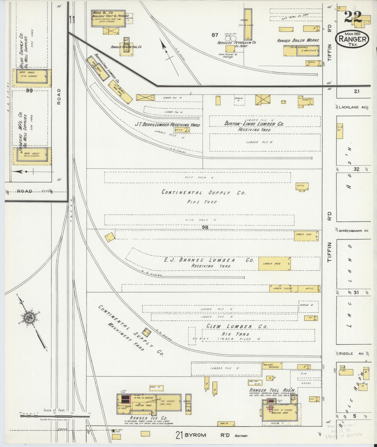 Sanborn Fire Insurance Map from Ranger, Eastland County, Texas (1920), Sheet #0022 - Complete Map Set gallery image, historic Sanborn map, vintage wall art, Texas Texas