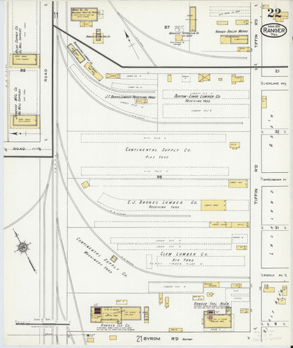 Sanborn Fire Insurance Map from Ranger, Eastland County, Texas (1920), Sheet #0022 - Complete Map Set gallery image, historic Sanborn map, vintage wall art, Texas Texas