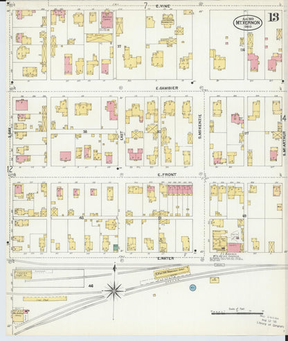 Sanborn Fire Insurance Map from Mount Vernon, Knox County, Ohio (1903), Sheet #0013 - Complete Map Set gallery image, historic Sanborn map, vintage wall art, Ohio Ohio