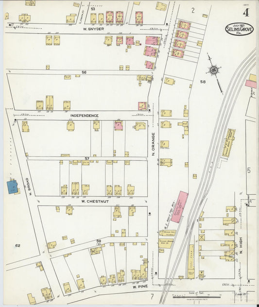 Sanborn Fire Insurance Map from Selins Grove, Snyder County, Pennsylvania (1921), Sheet #0004 - Historic Sanborn Fire Insurance Map Print, vintage old map wall art, antique decor, genealogy gift, Pennsylvania Pennsylvania map