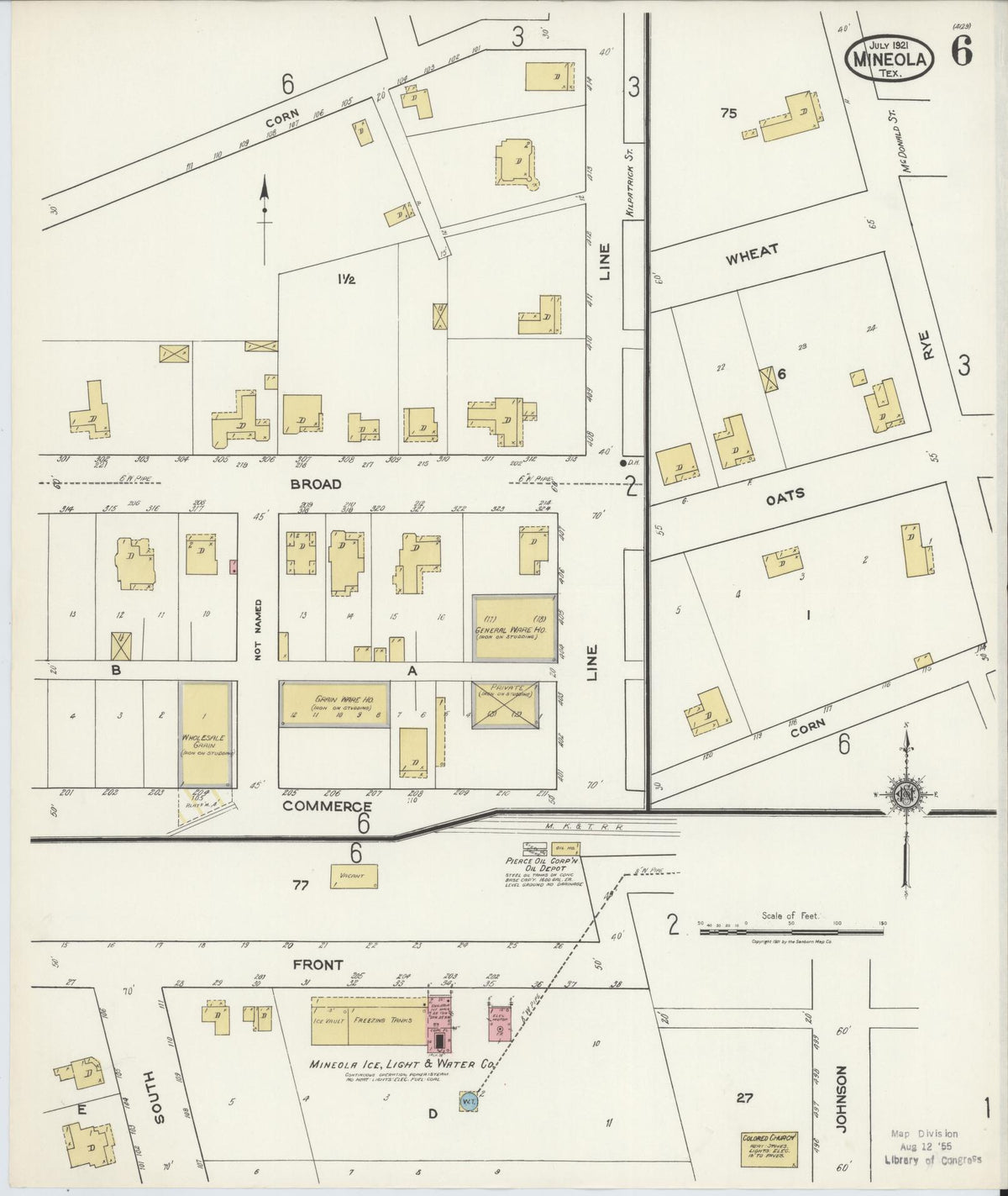 Sanborn Fire Insurance Map from Mineola, Wood County, Texas (1921), Sheet #0006 - Complete Map Set gallery image, historic Sanborn map, vintage wall art, Texas Texas