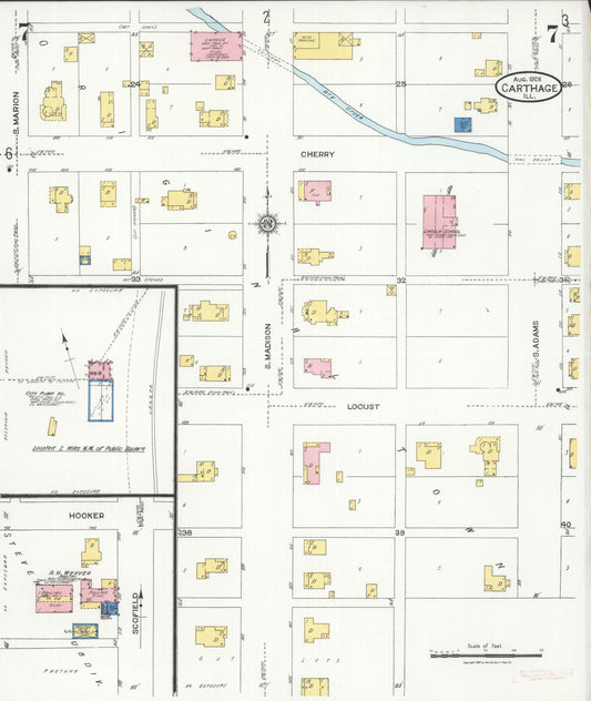 Sanborn Fire Insurance Map from Carthage, Hancock County, Illinois (1926), Sheet #0007 - Historic Sanborn Fire Insurance Map Print, vintage old map wall art, antique decor, genealogy gift, Illinois Illinois map