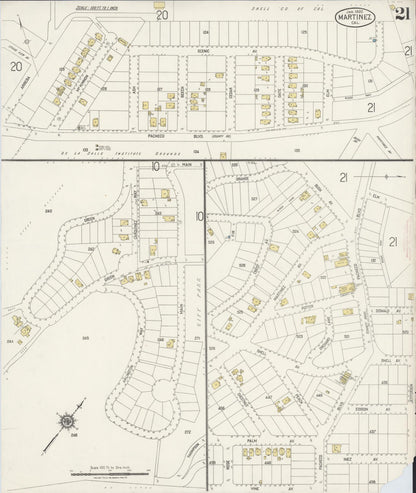 Sanborn Fire Insurance Map from Martinez, Contra Costa County, California (1920), Sheet #0021 - Complete Map Set gallery image, historic Sanborn map, vintage wall art, California California