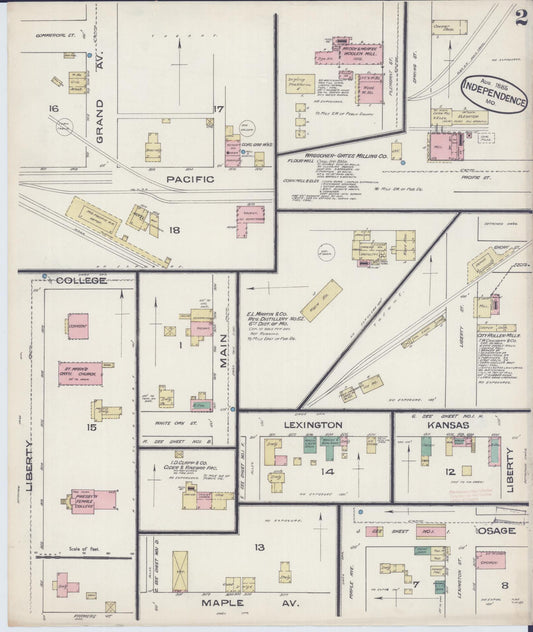 Sanborn Fire Insurance Map from Independence, Jackson County, Missouri (1885), Sheet #0002 - Historic Sanborn Fire Insurance Map Print, vintage old map wall art, antique decor, genealogy gift, Missouri Missouri map