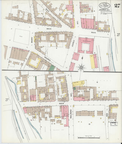 Sanborn Fire Insurance Map from El Paso, El Paso County, Texas (1902), Sheet #0027 - Complete Map Set gallery image, historic Sanborn map, vintage wall art, Texas Texas