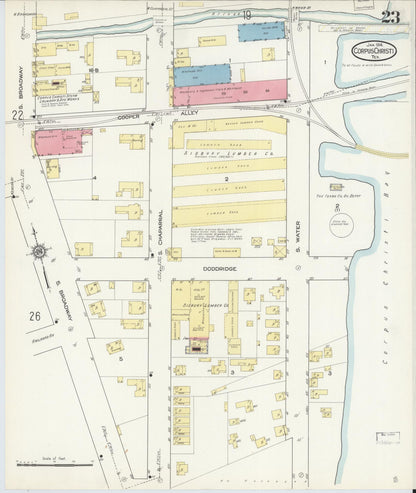 Sanborn Fire Insurance Map from Corpus Christi, Nueces County, Texas (1914), Sheet #0023 - Complete Map Set gallery image, historic Sanborn map, vintage wall art, Texas Texas