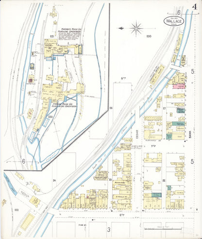 Sanborn Fire Insurance Map from Wallace, Shoshone County, Idaho (1901), Sheet #0004 - Complete Map Set gallery image, historic Sanborn map, vintage wall art, Idaho Idaho