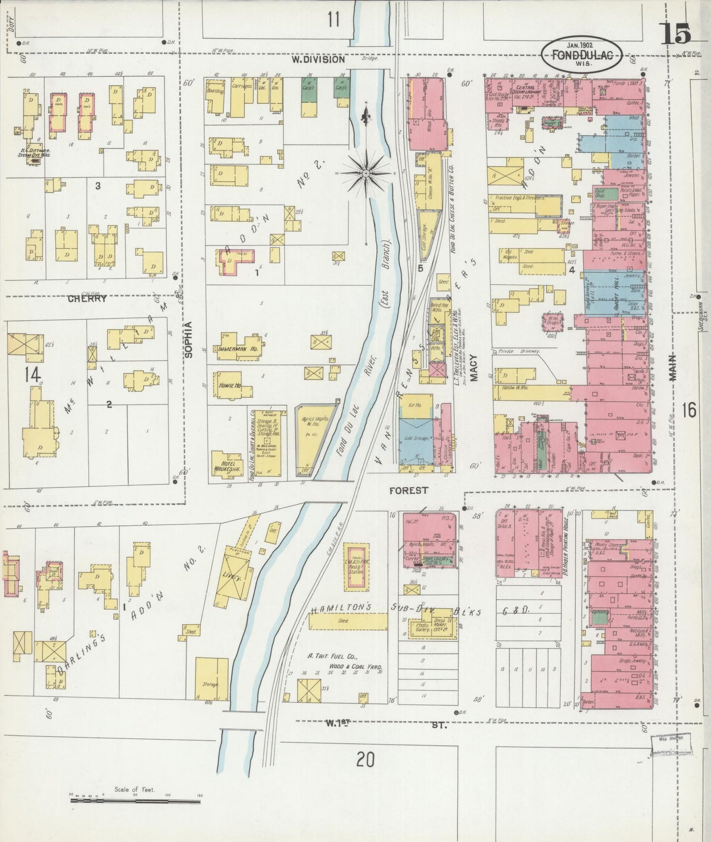 Sanborn Fire Insurance Map from Fond du Lac, Fond du Lac County, Wisconsin (1902), Sheet #0015 - Complete Map Set gallery image, historic Sanborn map, vintage wall art, Wisconsin Wisconsin