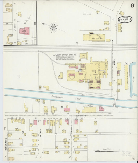 Sanborn Fire Insurance Map from Danville, Montour County, Pennsylvania (1896), Sheet #0009 - Historic Sanborn Fire Insurance Map Print, vintage old map wall art, antique decor, genealogy gift, Pennsylvania Pennsylvania map