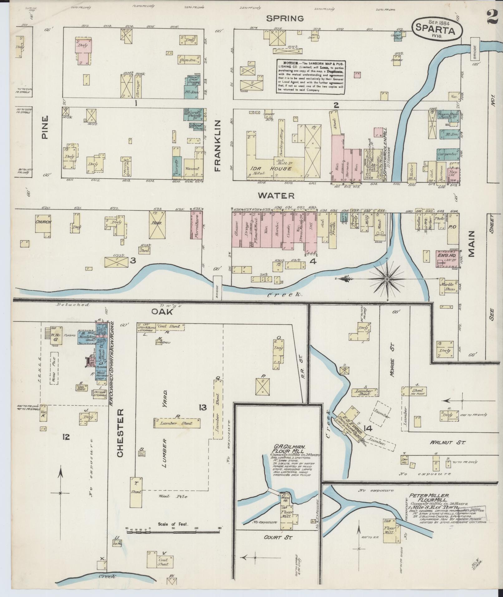 Sanborn Fire Insurance Map from Sparta, Monroe County, Wisconsin (1884), Sheet #0002 - Complete Map Set gallery image, historic Sanborn map, vintage wall art, Wisconsin Wisconsin