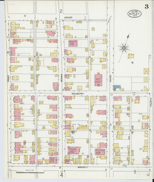 Sanborn Fire Insurance Map from Ripley, Brown County, Ohio (1904), Sheet #0003 - Historic Sanborn Fire Insurance Map Print, vintage old map wall art, antique decor, genealogy gift, Ohio Ohio map