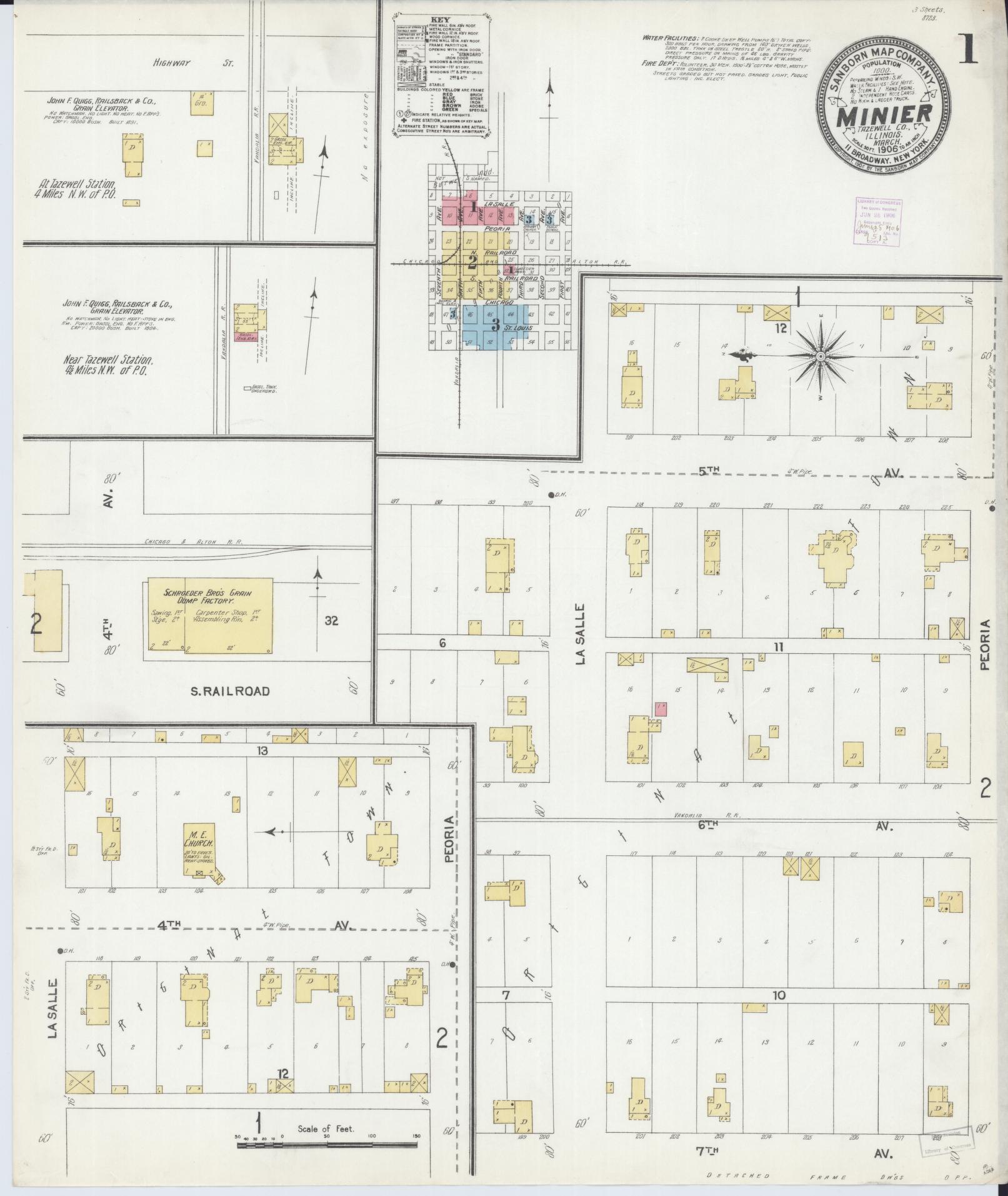 Sanborn Fire Insurance Map from Minier, Tazewell County, Illinois (1906 ...