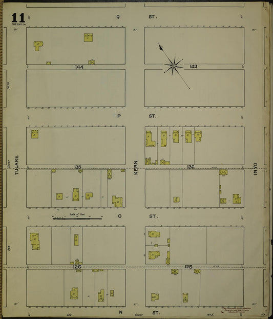 Sanborn Fire Insurance Map from Fresno, Fresno County, California (1888), Sheet #0011 - Historic Sanborn Fire Insurance Map Print, vintage old map wall art, antique decor, genealogy gift, California California map