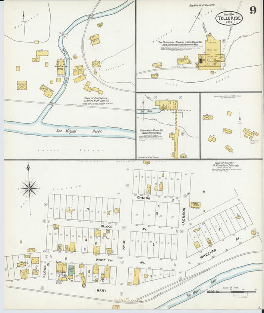 Sanborn Fire Insurance Map from Telluride, San Miguel County, Colorado (1904), Sheet #0009 - Historic Sanborn Fire Insurance Map Print, vintage old map wall art, antique decor, genealogy gift, Colorado Colorado map