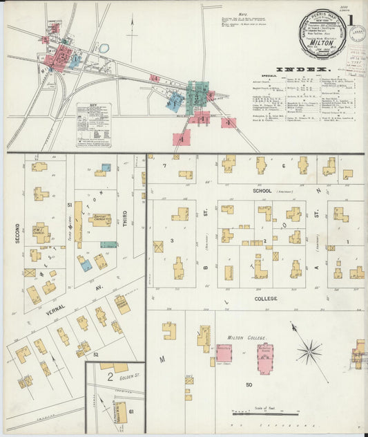 Sanborn Fire Insurance Map from Milton, Rock County, Wisconsin (1900), Sheet #0001 - Historic Sanborn Fire Insurance Map Print, vintage old map wall art, antique decor, genealogy gift, Wisconsin Wisconsin map