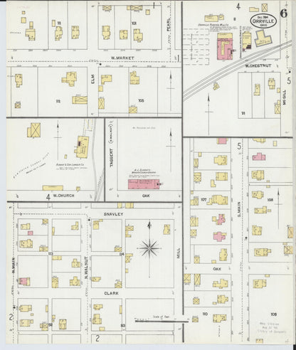 Sanborn Fire Insurance Map from Orrville, Wayne County, Ohio (1904), Sheet #0006 - Historic Sanborn Fire Insurance Map Print, vintage old map wall art, antique decor, genealogy gift, Ohio Ohio map