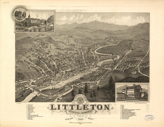 Bird's eye view of Littleton, Grafton County, N.H. 1883. (1883) – Historic Bird’s-Eye View Panorama Print