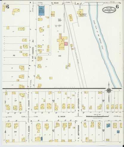 Sanborn Fire Insurance Map from Loudonville, Ashland County, Ohio (1924), Sheet #0006 - Historic Sanborn Fire Insurance Map Print, vintage old map wall art, antique decor, genealogy gift, Ohio Ohio map