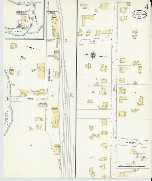 Sanborn Fire Insurance Map from Schenevus, Otsego County, New York (1910), Sheet #0004 - Historic Sanborn Fire Insurance Map Print, vintage old map wall art, antique decor, genealogy gift, New York New York map