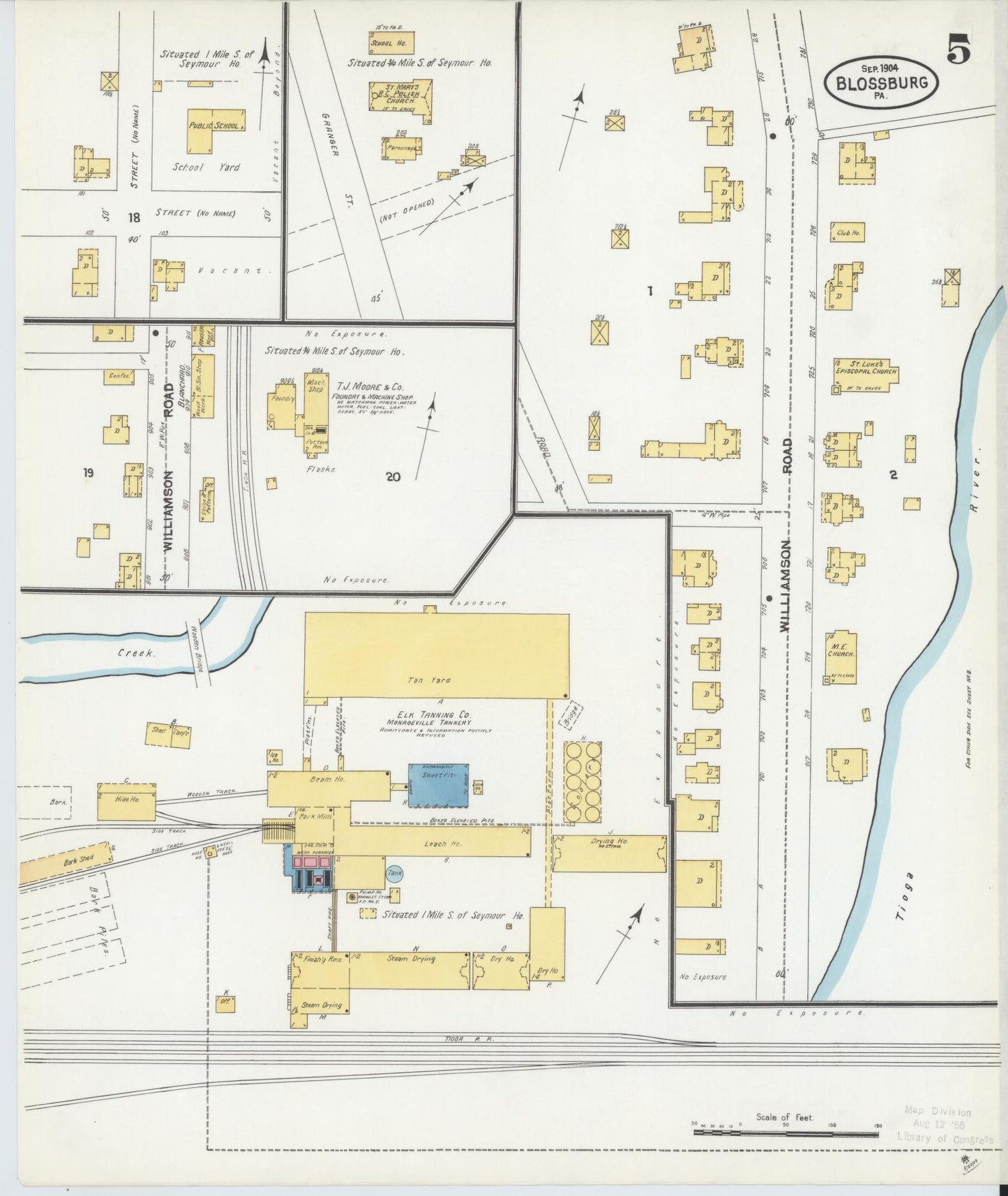 Sanborn Fire Insurance Map from Blossburg, Tioga County, Pennsylvania (1904), Sheet #0005 - Historic Sanborn Fire Insurance Map Print, vintage old map wall art, antique decor, genealogy gift, Pennsylvania Pennsylvania map
