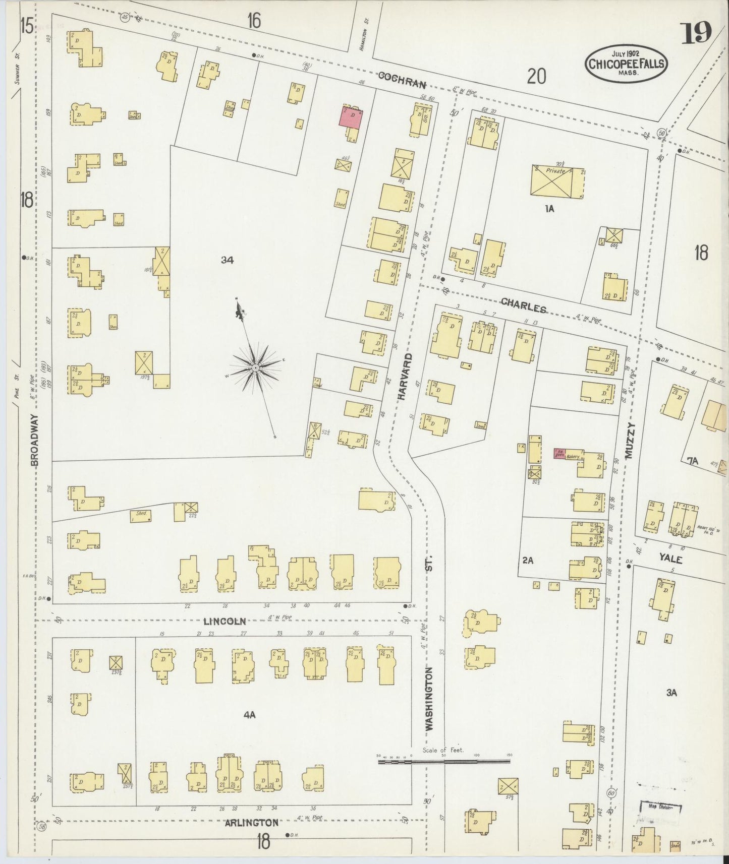 Sanborn Fire Insurance Map from Chicopee, Hampden County, Massachusetts (1902), Sheet #0019 - Complete Map Set gallery image, historic Sanborn map, vintage wall art, Massachusetts Massachusetts